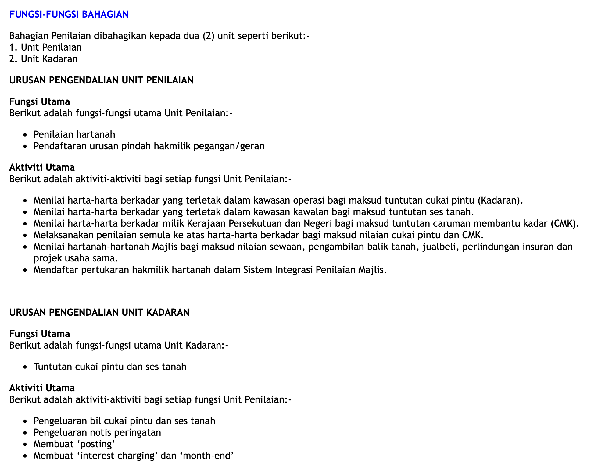 Aktiviti Fungsi dan Aktiviti Utama